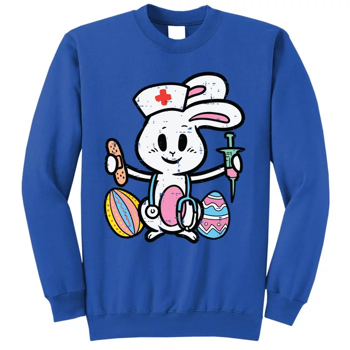 Easter Bunny Nurse Stethoscope Cute Rabbit Scrub Top Women Tall Sweatshirt