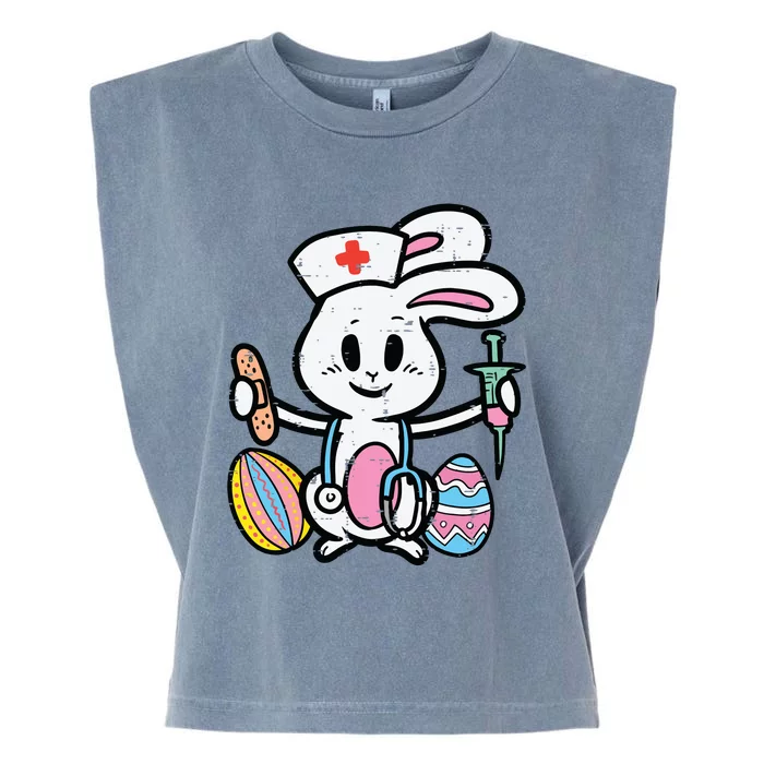 Easter Bunny Nurse Stethoscope Cute Rabbit Scrub Top Women Garment-Dyed Women's Muscle Tee