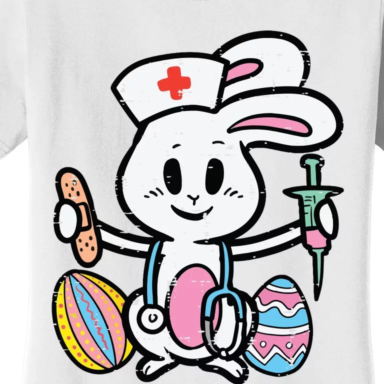 Easter Bunny Nurse Stethoscope Cute Rabbit Scrub Top Women Women's T-Shirt