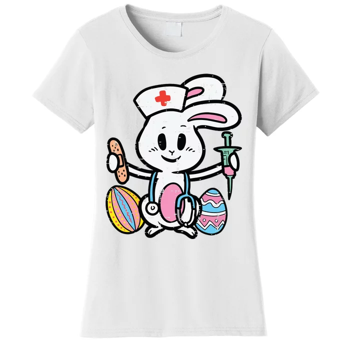 Easter Bunny Nurse Stethoscope Cute Rabbit Scrub Top Women Women's T-Shirt