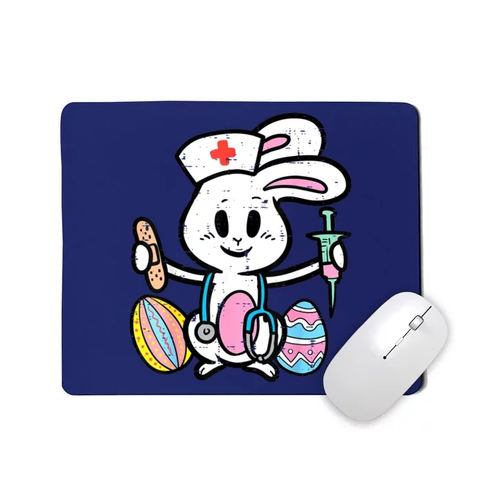 Easter Bunny Nurse Stethoscope Cute Rabbit Scrub Top Women Mousepad