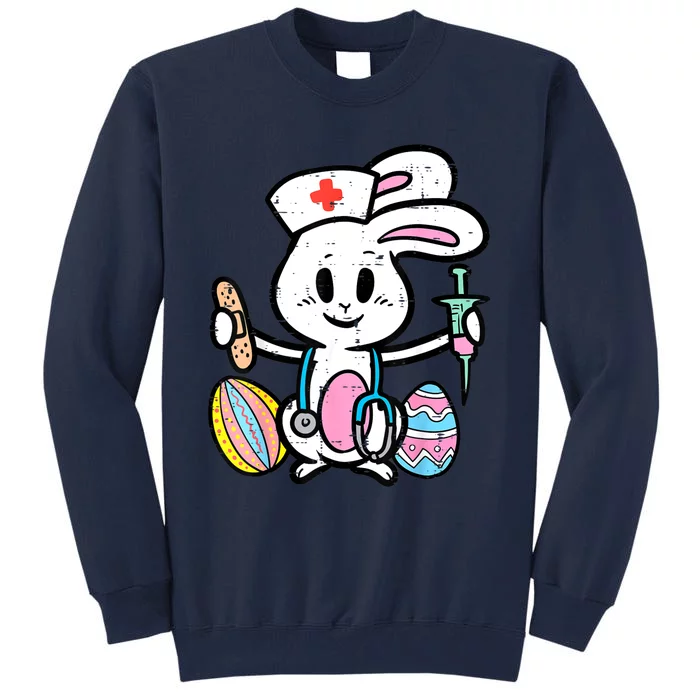 Easter Bunny Nurse Stethoscope Cute Rabbit Scrub Top Women Tall Sweatshirt