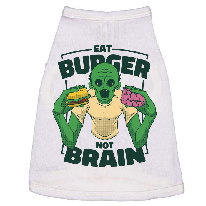 Eat Burger Not Brain Funny Zombie Doggie Tank