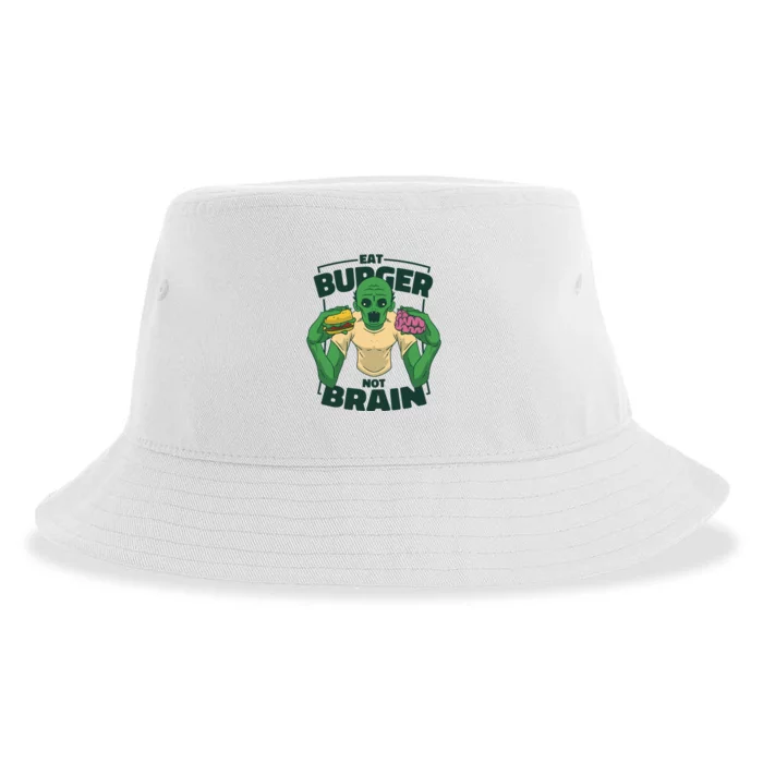 Eat Burger Not Brain Funny Zombie Sustainable Bucket Hat