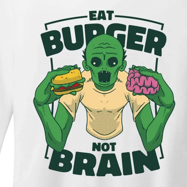 Eat Burger Not Brain Funny Zombie Womens CVC Long Sleeve Shirt