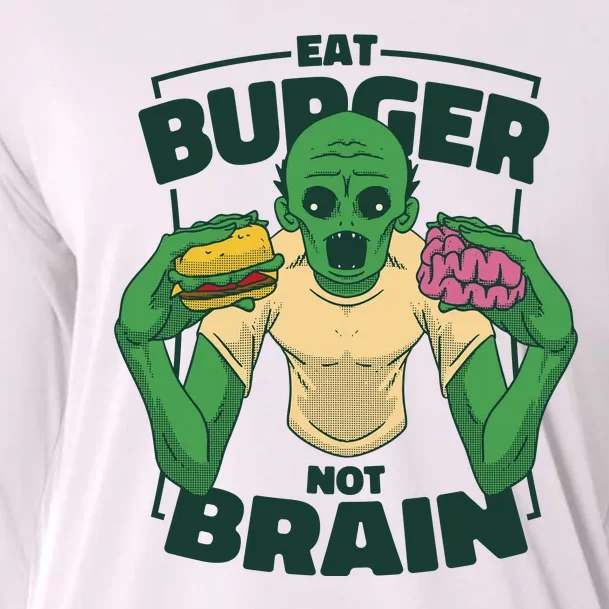 Eat Burger Not Brain Funny Zombie Cooling Performance Long Sleeve Crew