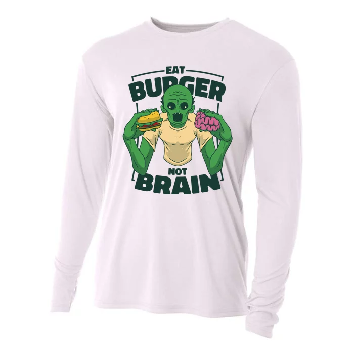 Eat Burger Not Brain Funny Zombie Cooling Performance Long Sleeve Crew