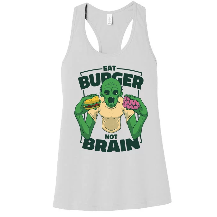 Eat Burger Not Brain Funny Zombie Women's Racerback Tank