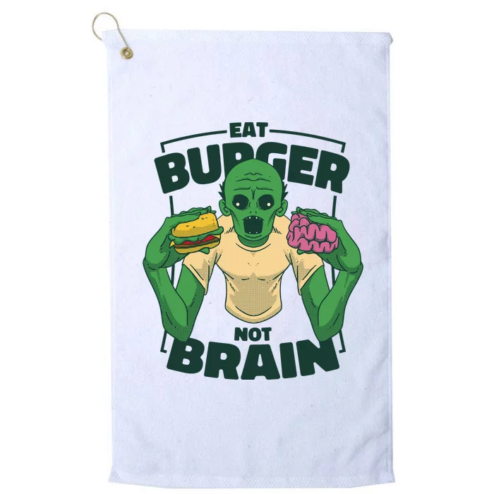 Eat Burger Not Brain Funny Zombie Platinum Collection Golf Towel