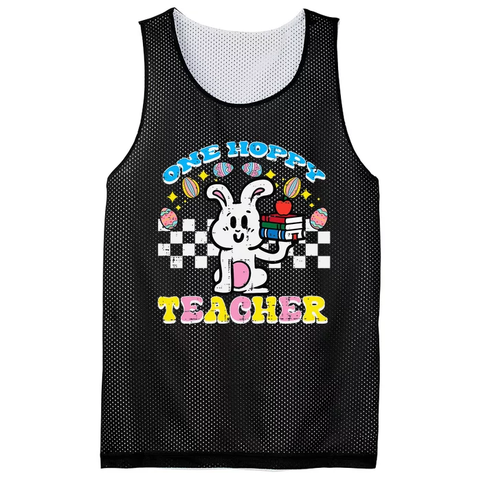 Easter Bunny One Hoppy Teacher Retro Rabbit Mesh Reversible Basketball Jersey Tank