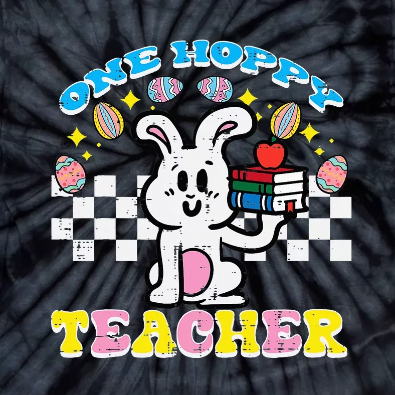 Easter Bunny One Hoppy Teacher Retro Rabbit Tie-Dye T-Shirt