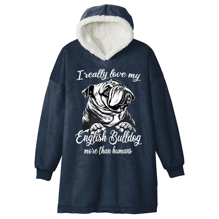 English Bulldog Outfit Love My English Bulldog Hooded Wearable Blanket