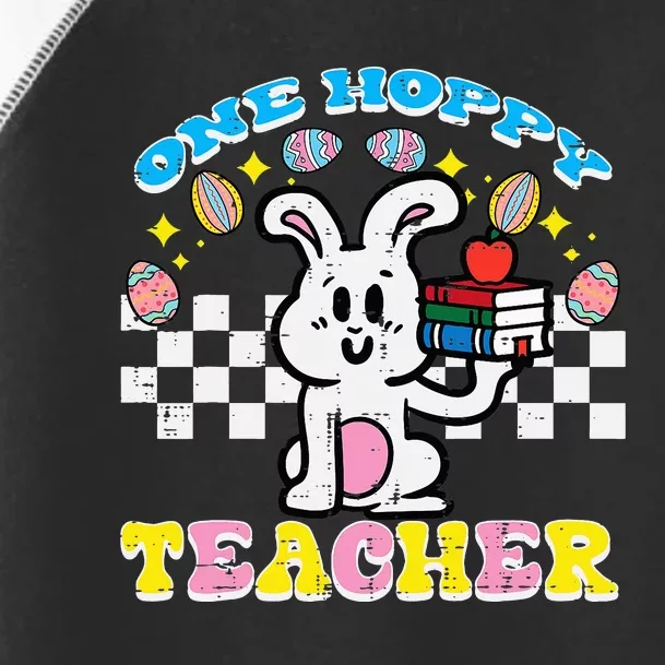 Easter Bunny One Hoppy Teacher Retro Rabbit Toddler Fine Jersey T-Shirt