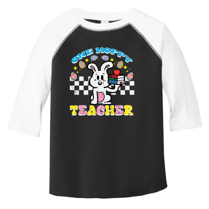 Easter Bunny One Hoppy Teacher Retro Rabbit Toddler Fine Jersey T-Shirt