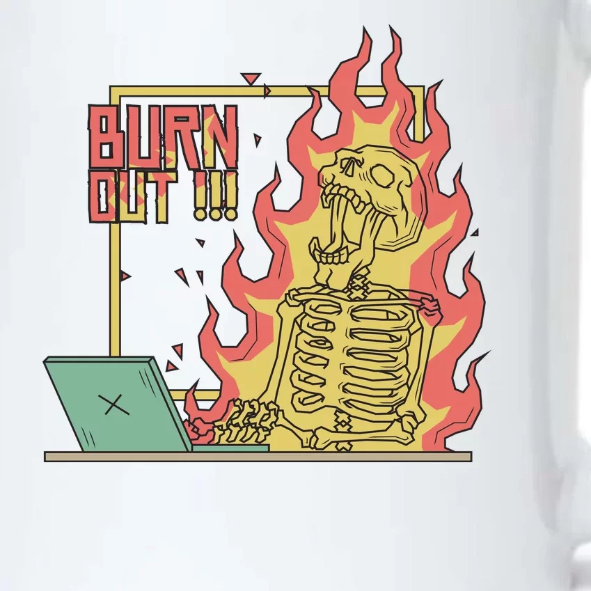 Emotionally Burnt Out Skeleton On Fire Black Color Changing Mug