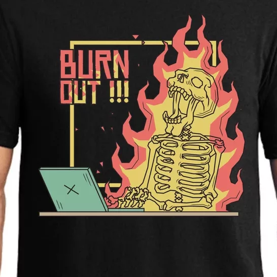 Emotionally Burnt Out Skeleton On Fire Pajama Set