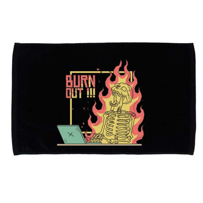 Emotionally Burnt Out Skeleton On Fire Microfiber Hand Towel