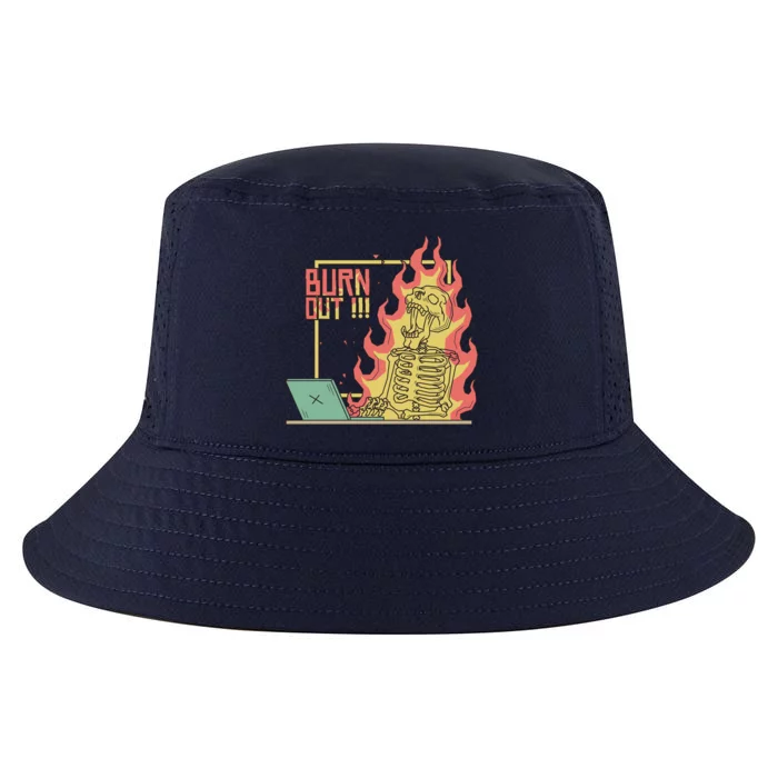 Emotionally Burnt Out Skeleton On Fire Cool Comfort Performance Bucket Hat