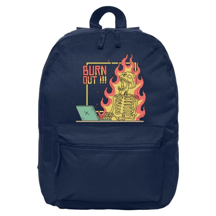 Emotionally Burnt Out Skeleton On Fire 16 in Basic Backpack