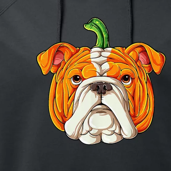 English Bulldog Pumpkin Halloween Funny Thanksgiving Gifts Performance Fleece Hoodie