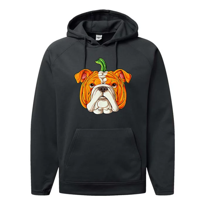 English Bulldog Pumpkin Halloween Funny Thanksgiving Gifts Performance Fleece Hoodie