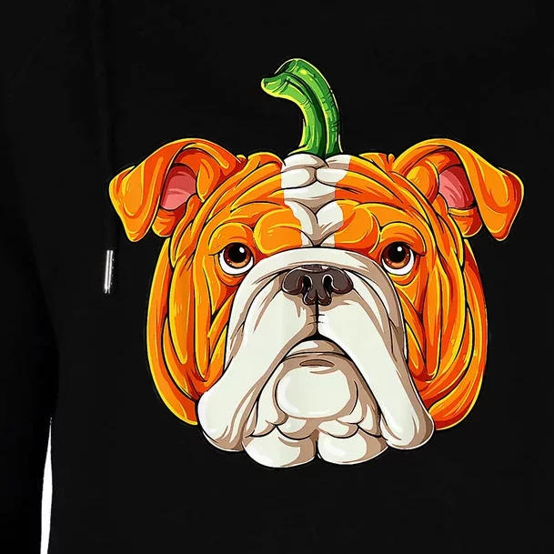 English Bulldog Pumpkin Halloween Funny Thanksgiving Gifts Womens Funnel Neck Pullover Hood