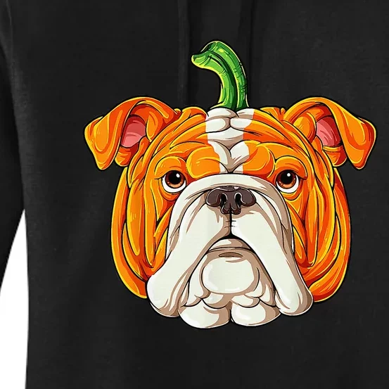 English Bulldog Pumpkin Halloween Funny Thanksgiving Gifts Women's Pullover Hoodie