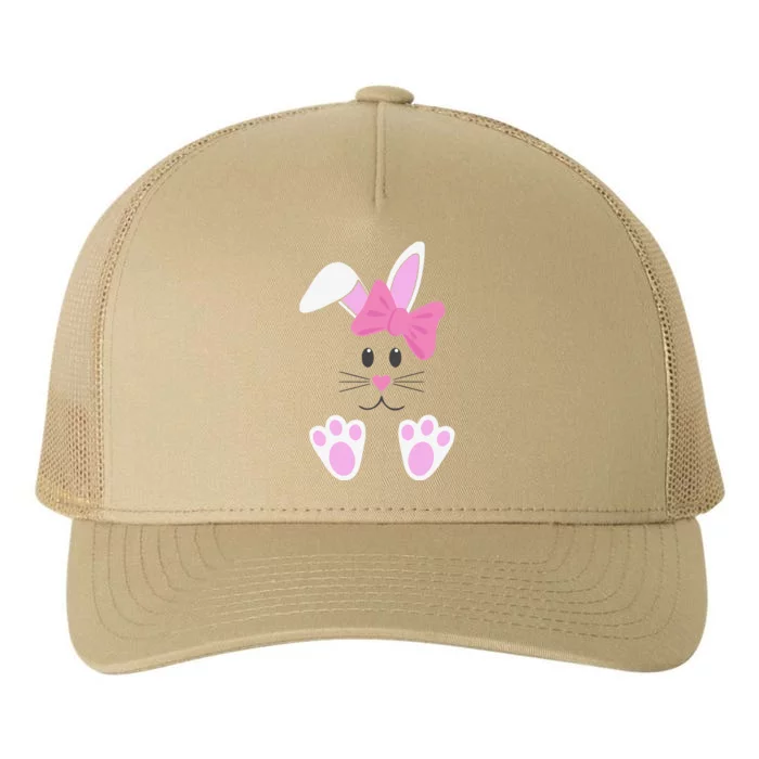 Easter Bunny Pink Bow Easter Yupoong Adult 5-Panel Trucker Hat