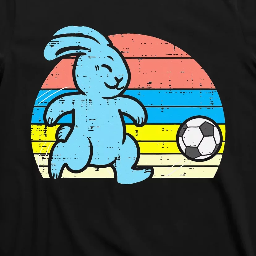 Easter Bunny Playing Soccer Retro Football T-Shirt