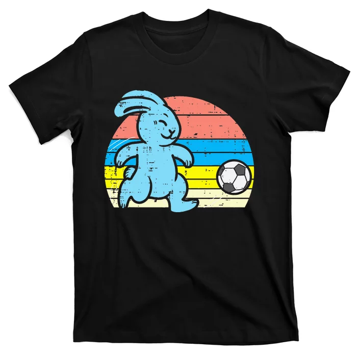 Easter Bunny Playing Soccer Retro Football T-Shirt