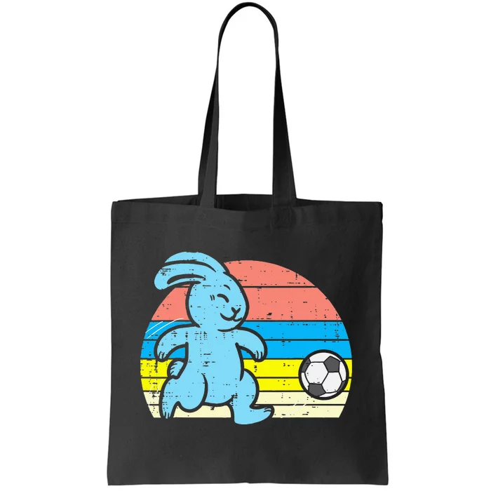 Easter Bunny Playing Soccer Retro Football Tote Bag