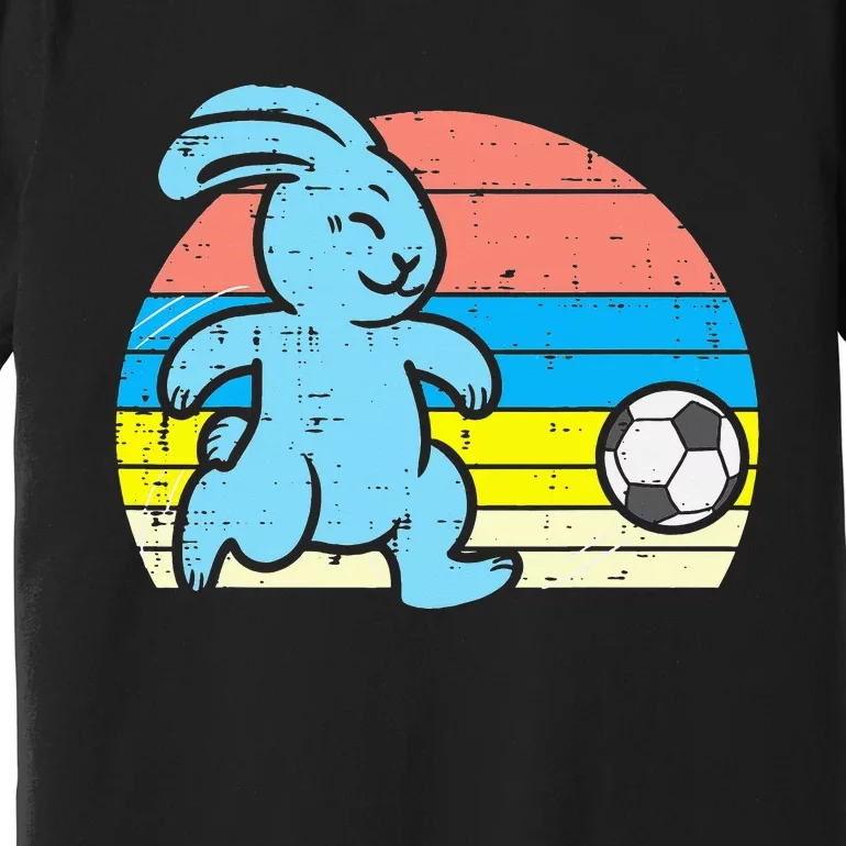 Easter Bunny Playing Soccer Retro Football Premium T-Shirt