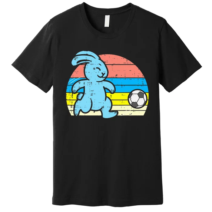 Easter Bunny Playing Soccer Retro Football Premium T-Shirt