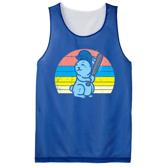 Easter Bunny Playing Baseball Retro Sports Gift Mesh Reversible Basketball Jersey Tank