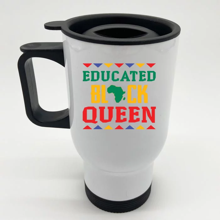 Educated Black Queen Dashiki Wauconda Funny Gift Pride Gift Front & Back Stainless Steel Travel Mug