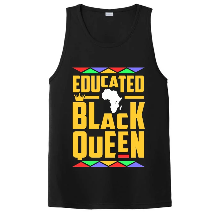 Educated Black Queen History Month African Woman Performance Tank