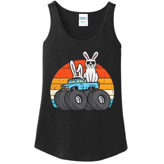 Easter Bunny Rabbit Monster Trucks Retro Boy Ladies Essential Tank