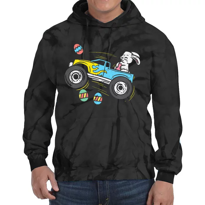 Easter Bunny Riding Monster Truck Cute Tie Dye Hoodie