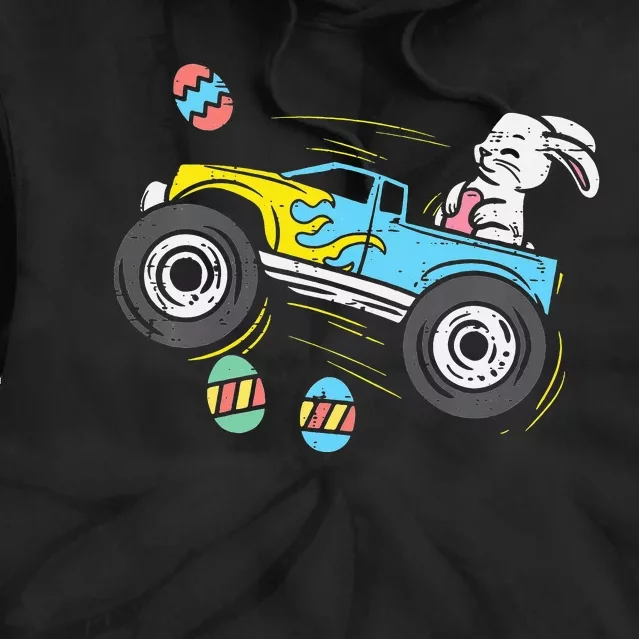 Easter Bunny Riding Monster Truck Cute Tie Dye Hoodie