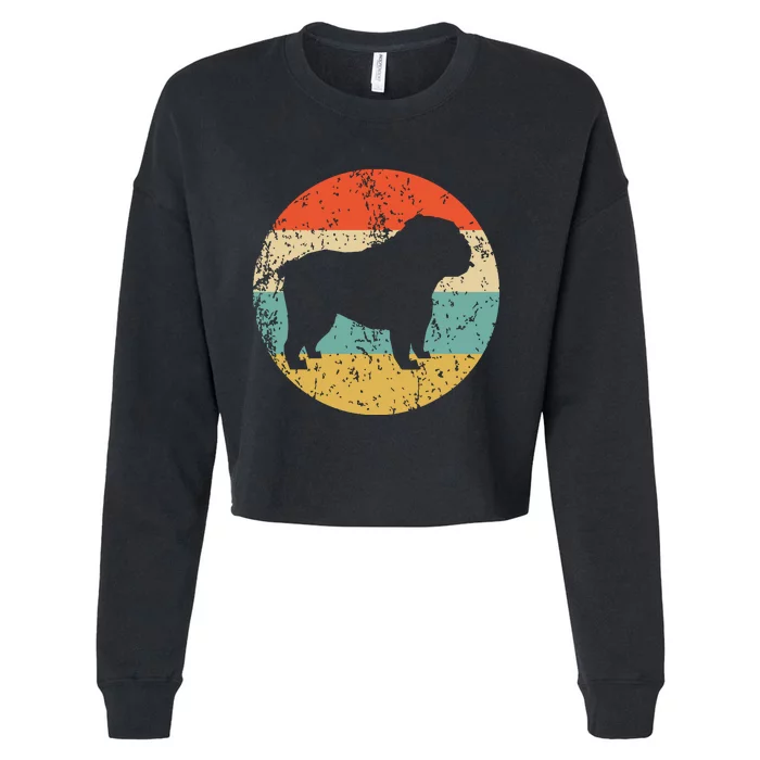 English Bulldog Retro English Bulldog Dog Cropped Pullover Crew