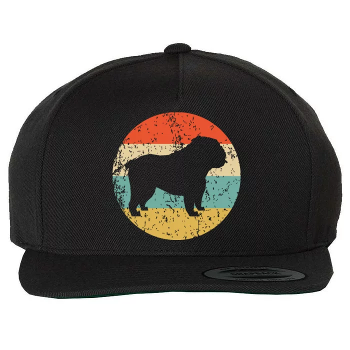 English Bulldog Retro English Bulldog Dog Wool Snapback Cap