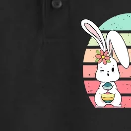 Easter Bunny Retro Cute Rabbit Egg Hunting Dry Zone Grid Performance Polo