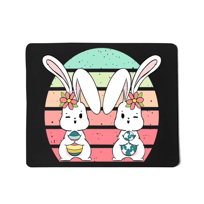 Easter Bunny Retro Cute Rabbit Egg Hunting Mousepad