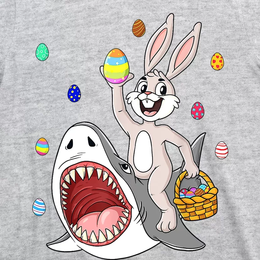 Easter Bunny Riding Shark Funny Eggs Basket Boy Girl T-Shirt