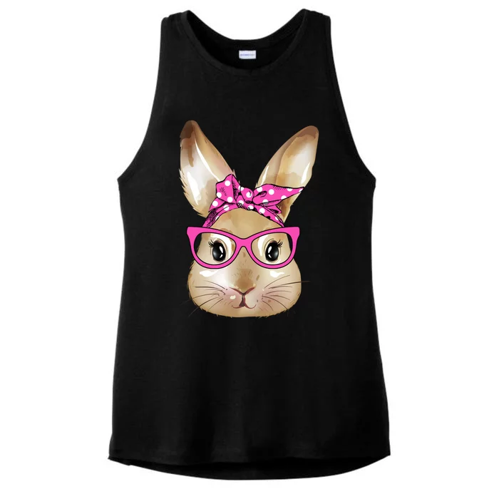 Easter Bunny Rabbit With Glasses Bandana Great Gift Ladies Tri-Blend Wicking Tank