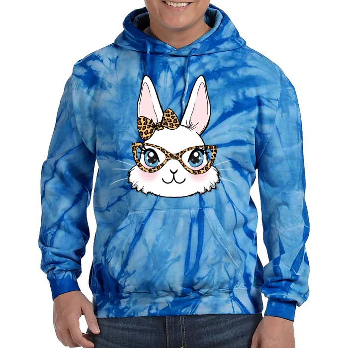 Easter Bunny Rabbit With Leopard Glasses Gift Tie Dye Hoodie