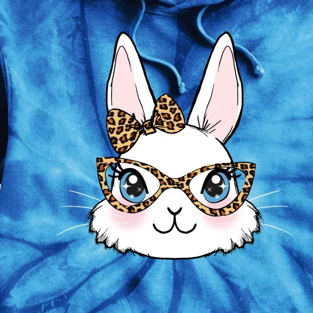 Easter Bunny Rabbit With Leopard Glasses Gift Tie Dye Hoodie