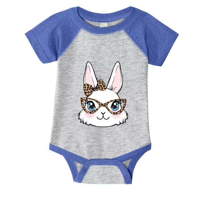 Easter Bunny Rabbit With Leopard Glasses Gift Infant Baby Jersey Bodysuit