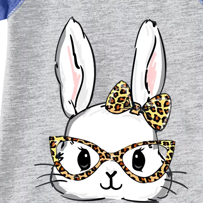 Easter Bunny Rabbit With Leopard Glasses Print Funny Gift Infant Baby Jersey Bodysuit