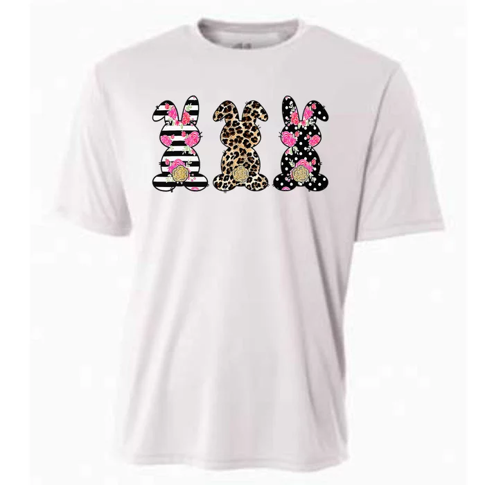 Easter Bunny Rabbit Trio Leopard Easter Cooling Performance Crew T-Shirt